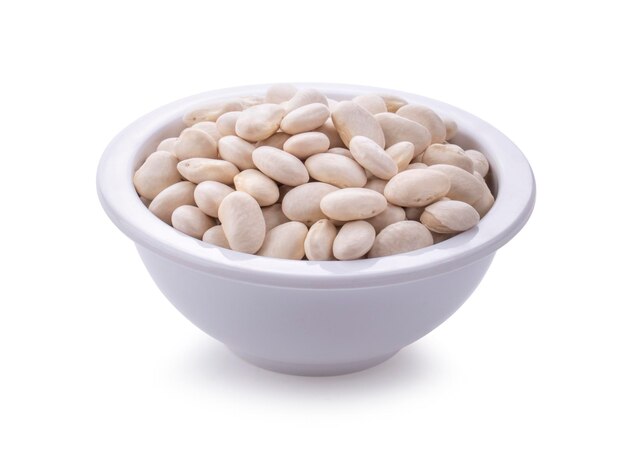 Photo white bean on cup isolated on a white background