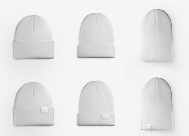 White beanie set isolated on background