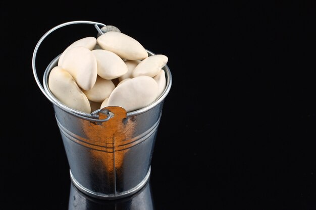 White beans in buckets