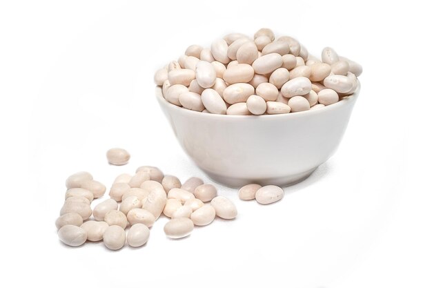 White beans in a white bowl