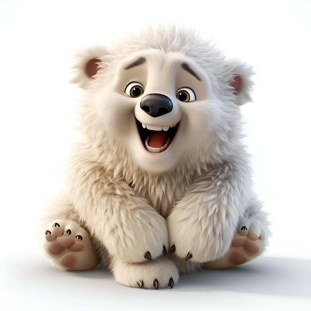 Photo white bear isolated on a white background 3d render illustration