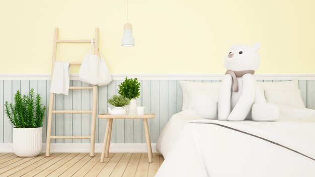 White bear in kid room or bedroom