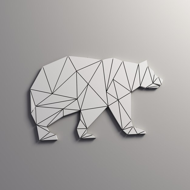 Photo white bear in triangles grizzly bear3d rendering illustration