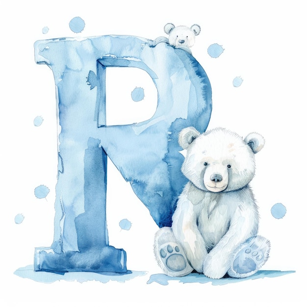 Photo a white bear with a letter p on it