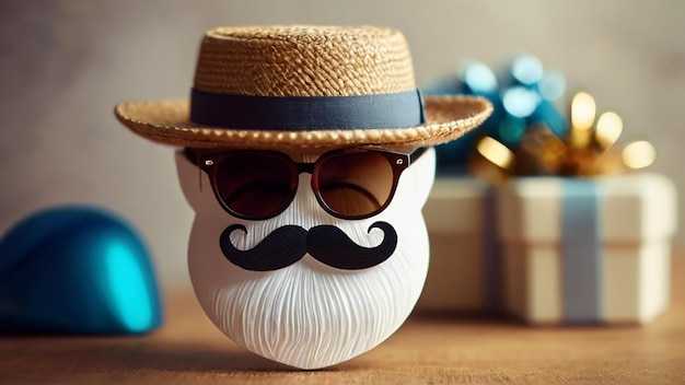 Photo a white beard with a hat and sunglasses on it