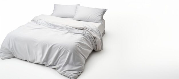 Photo white bed linen on the bed on a white background generative ai