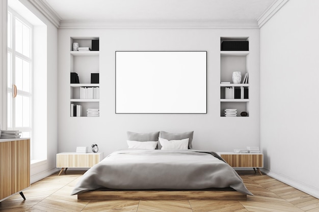 White bedroom interior poster front