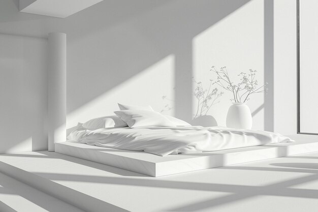 Photo white bedroom mockup with decorative elements