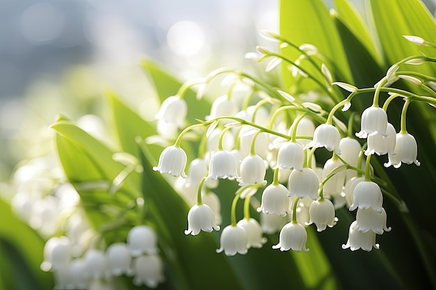 White bell lily of the valley flower close up