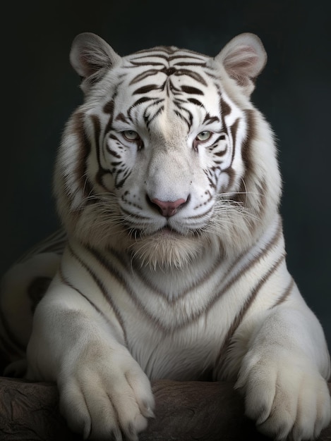 White bengal tiger looking at the camera