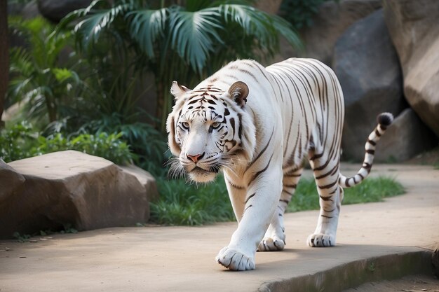 動物園の白いベンガル虎