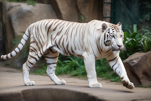 動物園の白いベンガル虎