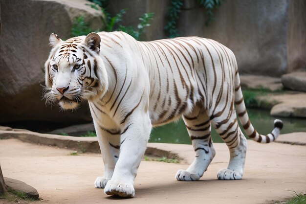 動物園の白いベンガル虎