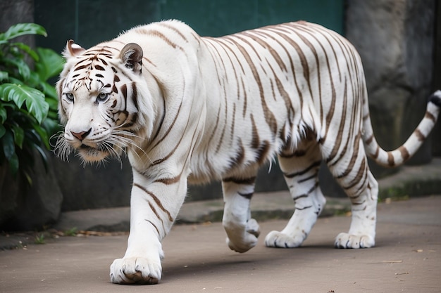 動物園の白いベンガル虎