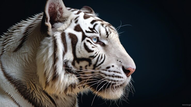 Premium Photo | A white bengali tiger with blue eyes on a black