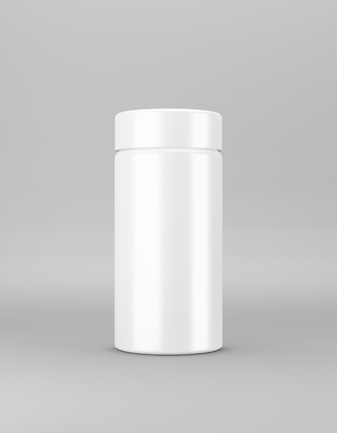 White big glossy jar with lid on a gray background