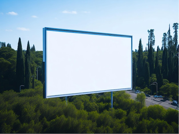 Фото Макет белого рекламного щита идеально подходит для привлекательных рекламных кампаний, созданных искусственным интеллектом