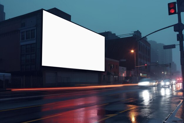 White Billboard Mockup of a Large Advertising Poster on the Street extreme closeup Generative AI