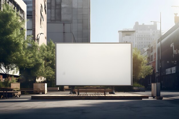 a white billboard that says  blank  is on a street