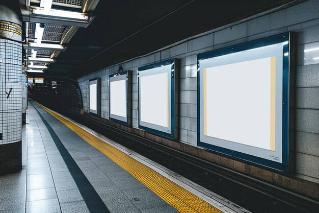 Photo white billboards in the subway station