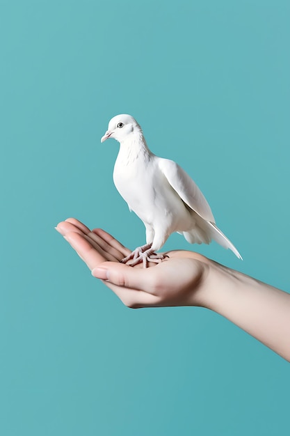 White Bird on blue background ai generated