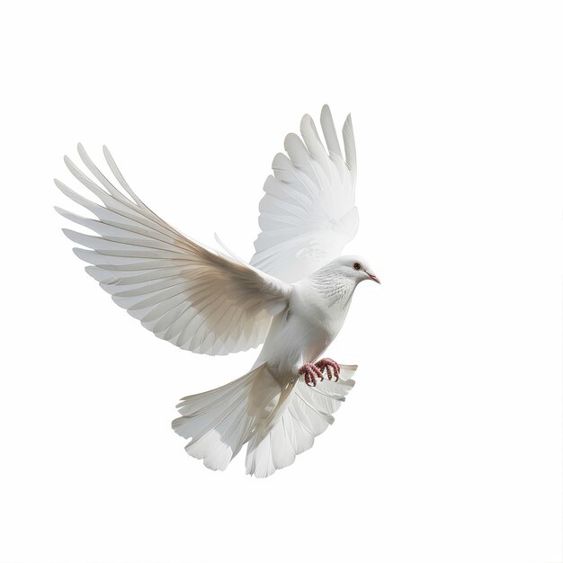 Photo a white bird flying in the air with its wings spread