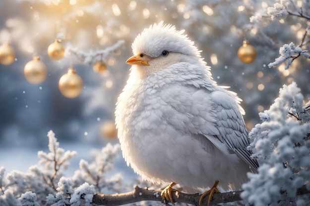 white bird on snow ai generative