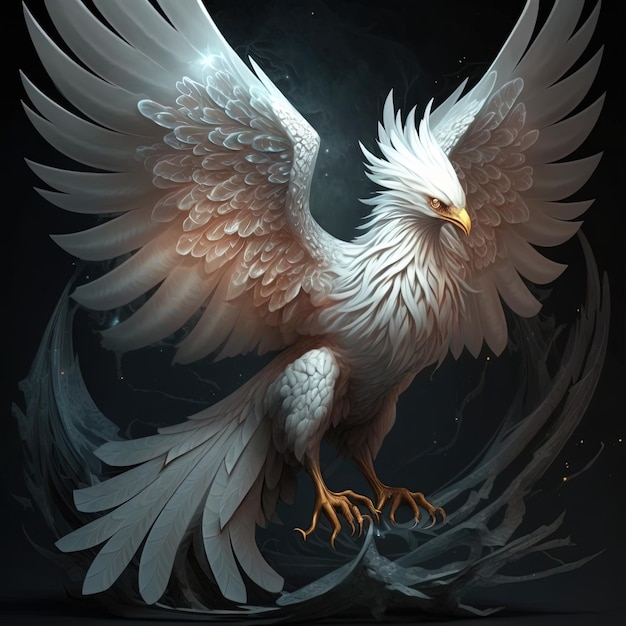 A white bird with wings spread and the word phoenix on it.