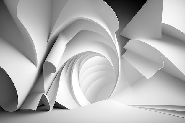 A white and black background with a white background and a large spiral design.