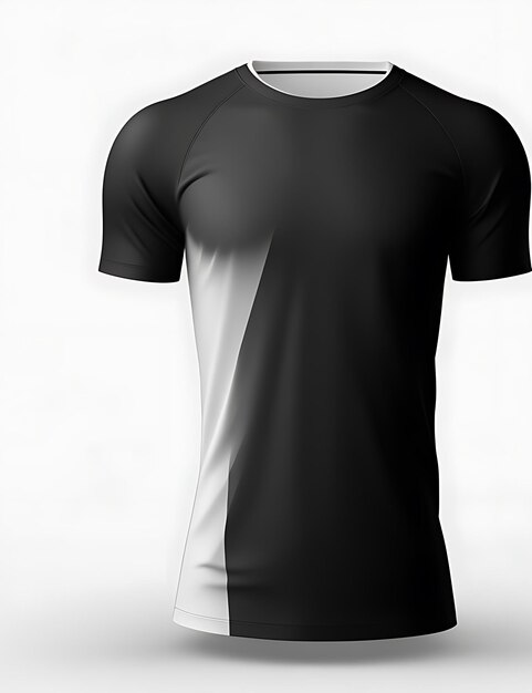бело-черная пустая футболка с пустым твоим дизайном на белом фоне 3D-рендеринг макета футболки