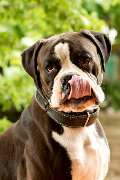 White and black boxer dog 