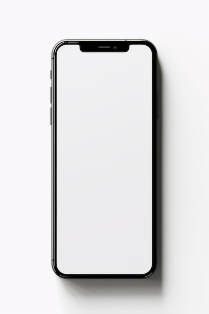 White and black cell phone on white surface with black frame Generative AI