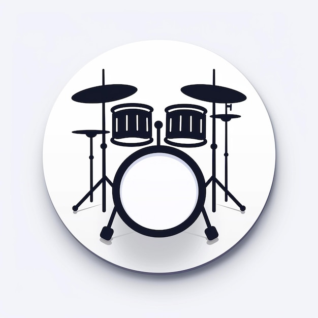 Photo a white and black drum set with a white background with a white circle around the bottom