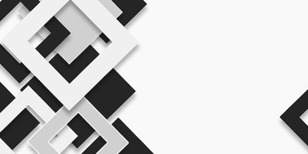 white and black geometric shapes in white background