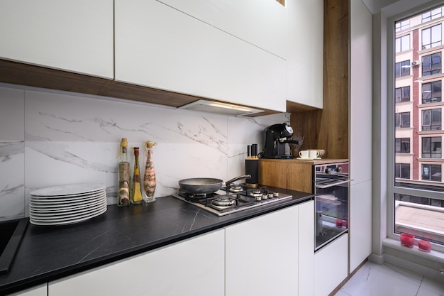 White and black modern luxury kitchen details