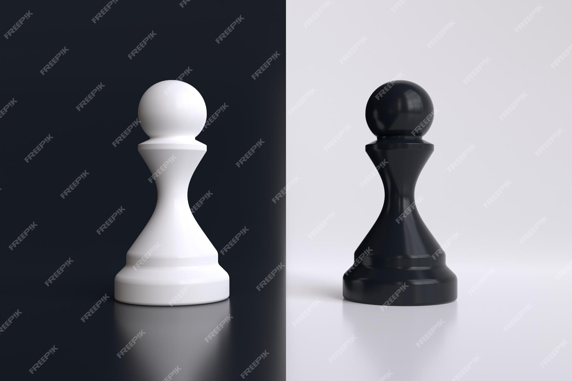 White chess pawn standing one square ahead of black chess pieces. 3D  illustration Stock Photo - Alamy