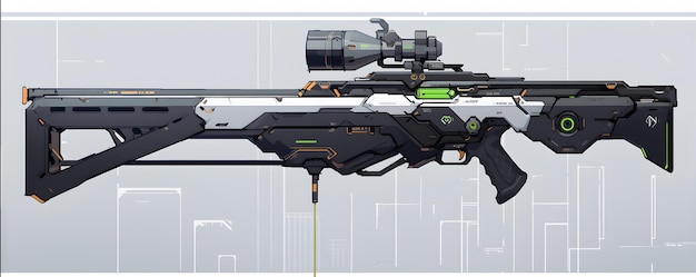 White and black scifi sniper rifle