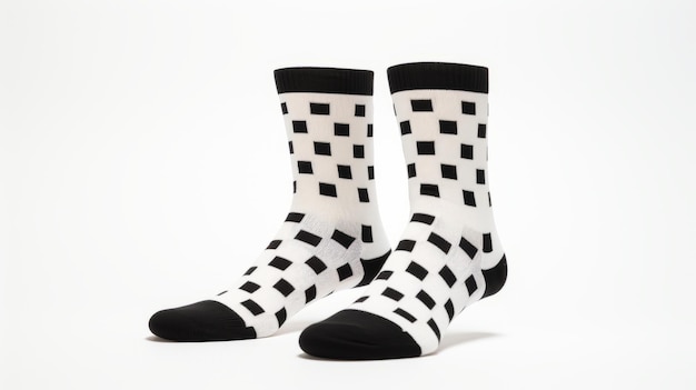 Photo white and black square pattern socks wide lens matt fraction realistic shots