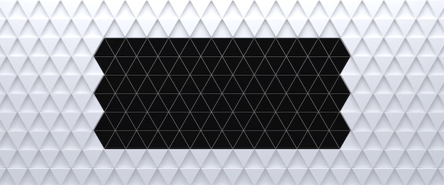 White and black triangular abstract background. 3d render.