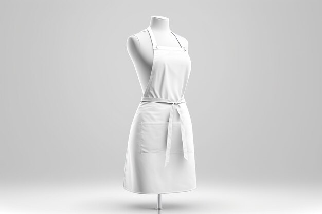 White blank apron apron mockup on white background Generative Ai