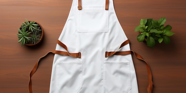 White blank apron apron mockup on white background