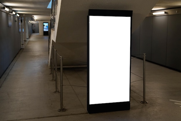 White blank billboard poster indoor with blank mock up space for advertising