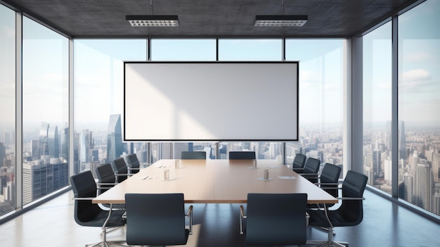 近代的な建物の会議室の白い空白板