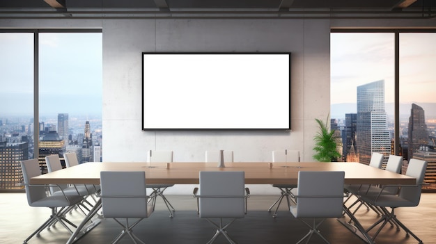 White blank board in conference room of the modern building