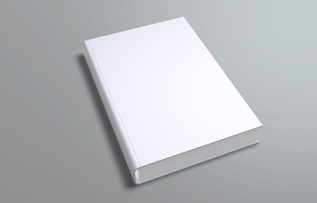 White blank book cover template, psd mockup