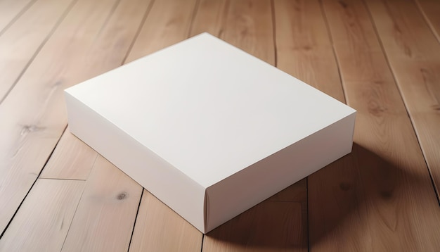 white Blank box mockup on wooden background