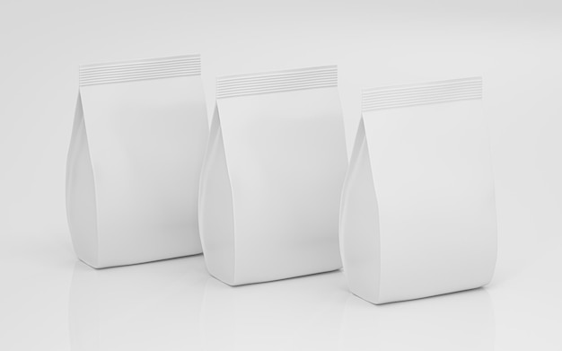 白い空白のブランディング パッケージ バッグ 3 d レンダリング
