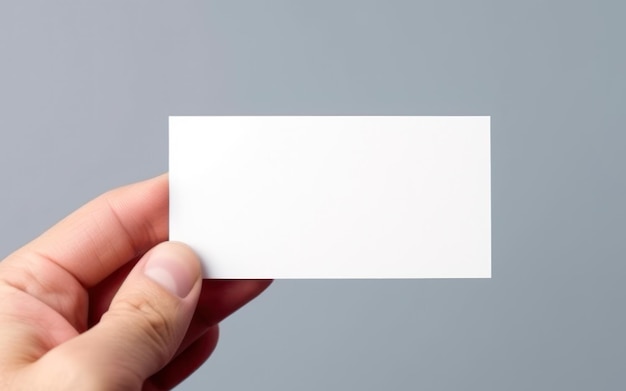 White blank business card in hand with copy space generative ai