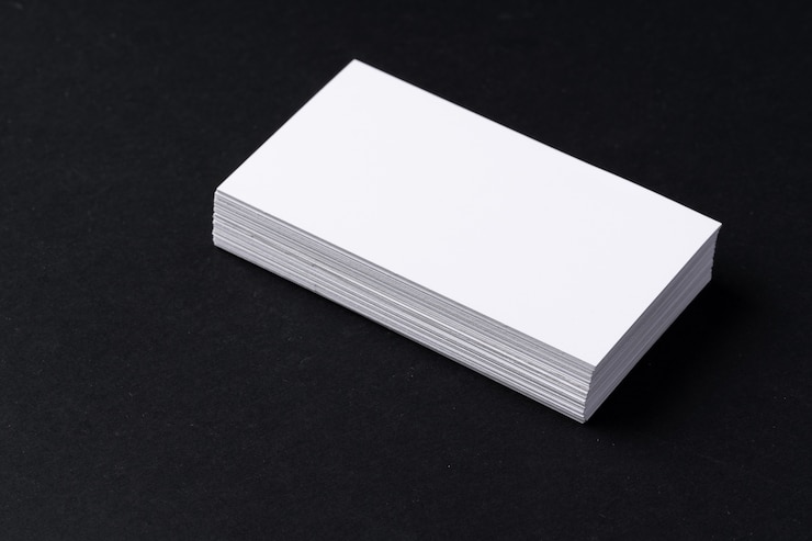 Photo white blank business cards on black