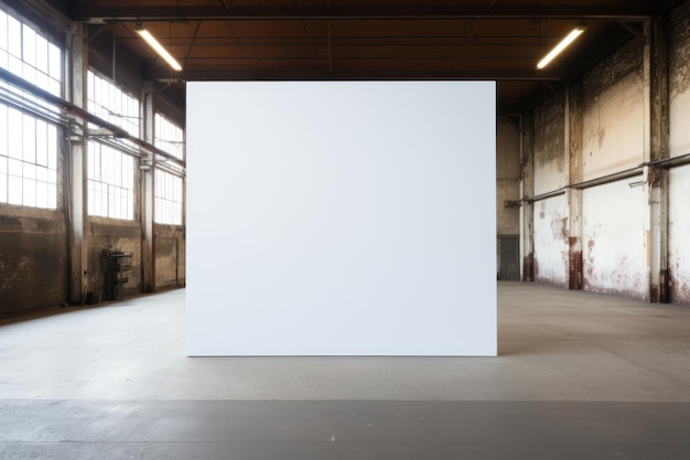 White blank canvas in a factory loft AI generated